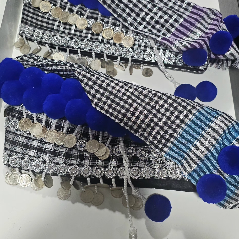 Royal Blue Pompom Hmoob Txaij Hats